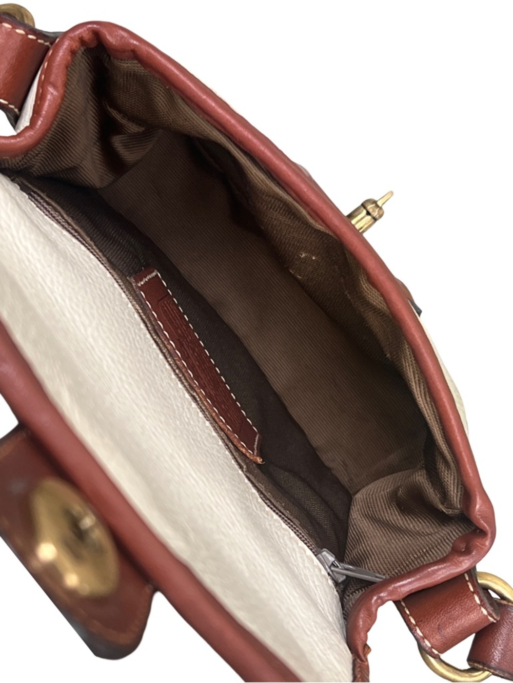 90s Vintage COACH Durham Mini Bag in Bone with Tan Trim - Picture 4 of 16